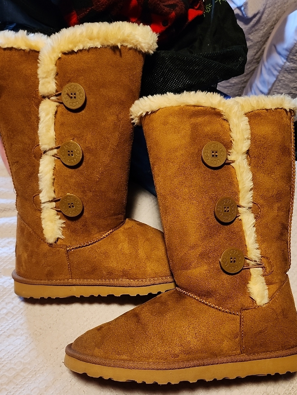 UGG Chestnut Button-Accent Shearling Winter Boots